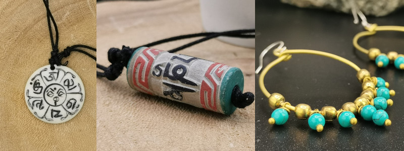 Handgefertigter Schmuck aus Nepal – Anhänger und Ohrringe