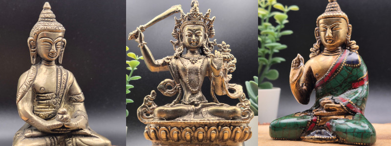Handgefertigte Buddha- und Gottheiten-Statuen aus Messing aus Nepal