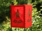 Preview: Lampenschirm aus Lokta-Papier; mit Buddha-Augen und Stupa | Rot