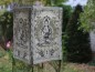 Mobile Preview: Lampenschirm aus Lokta-Papier; mit Buddha+Verzierung; weiss