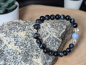 Preview: Falkenauge Mala-Armband mit Himalaya Kristalle & Aquamarin