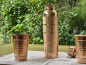 Preview: Handgefertigte Kupfer-Trinkflasche aus Nepal im eleganten Linien-Design