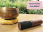 Preview: Klangschale mit Mantra Zeichen | ca. 340g / 10cm / gegossen / Kissen-Farbe wählbar
