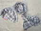 Preview: Handgewebter Kaschmir-Schal | Grau-Beige mit klassischem Karomuster | LWH