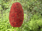 Preview: Ovaler Lokta Lampenschirm in Rot mit Blumenmuster, handgefertigt in Nepal