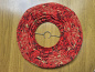 Preview: Ovaler Lokta Lampenschirm in Rot mit Blumenmuster, handgefertigt in Nepal