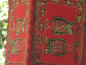 Preview: Roter Lokta Lampenschirm mit Fischmotiven, handgefertigt in Nepal