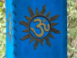 Preview: Blauer Lokta Lampenschirm mit Om und Sonnenmotiv, handgefertigt in Nepal
