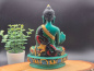 Preview: Handbemalte Medizin Buddha Statue aus Resin aus Nepal mit Heilpflanze und Almosenschale