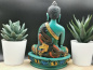 Preview: Meditierender Buddha aus Resin handbemalt in Blaugrün