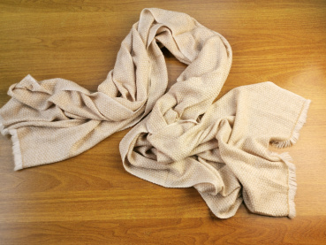 100% Kaschmir Stola (70x200cm, Champagner) | Pashmina mit Muster | Handgefertigt, WSDO - EINZELSTÜCK