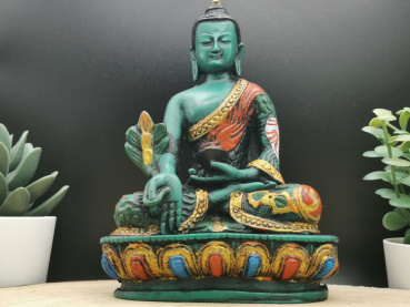Medizin Buddha aus Resin | Handbemalt, ca. 13cm, Gießharz