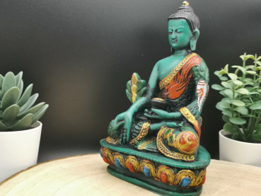 Medizin Buddha aus Resin | Handbemalt, ca. 13cm, Gießharz