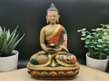 Meditierender Buddha aus Resin | Handbemalt, ca. 13cm, Gießharz