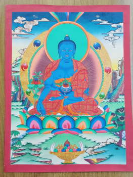 Thangka - Medizin Buddha | ca. 55x42cm | Exklusives Einzelstück