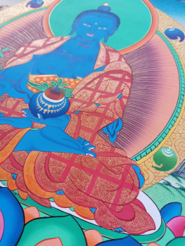 Thangka - Medizin Buddha | ca. 55x42cm | Exklusives Einzelstück