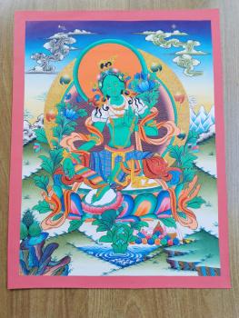 Thangka - Green Tara | ca. 55x41,5cm | Exklusives Einzelstück