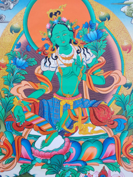 Thangka - Green Tara | ca. 55x41,5cm | Exklusives Einzelstück