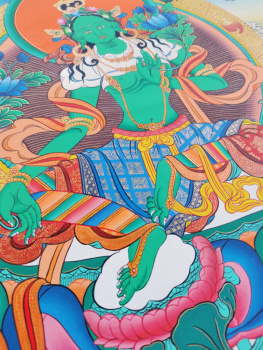 Thangka - Green Tara | ca. 55x41,5cm | Exklusives Einzelstück