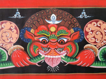 Thangka - Kirtimukha | Kulturelles Nepal-Motiv | ca. 80x20cm | Einzelstück