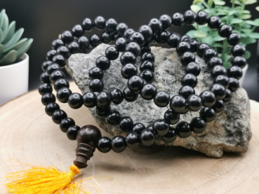 Schwarze Holz Mala-Gebetskette | 108+1 Perlen