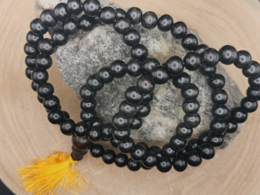 Schwarze Holz Mala-Gebetskette | 108+1 Perlen