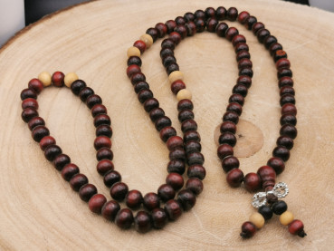 Holz Mala-Kette mit Anhänger "Dorje" | 108+1 Perlen, braun