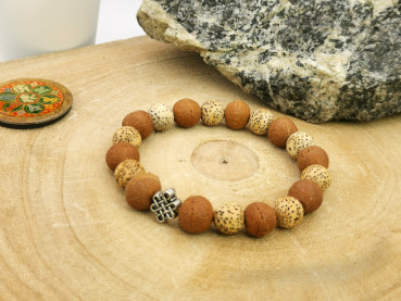 Mala-Armband aus Bodhi-Samen, Rattan "Lotus" und Unendlicher Knoten