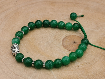 Jade Mala-Armband mit Buddha (größenverstellbar)
