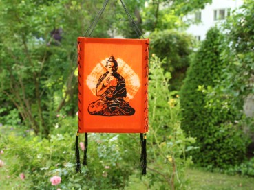 Lampenschirm aus Baumwollfaser; Motiv: Buddha, orange