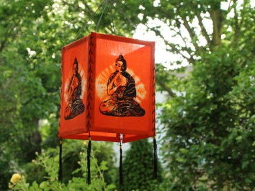 Lampenschirm aus Baumwollfaser; Motiv: Buddha, orange