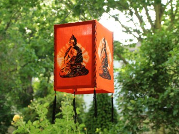 Lampenschirm aus Baumwollfaser; Motiv: Buddha, orange