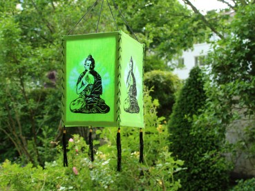 Lampenschirm aus Baumwollfaser; Motiv: Buddha, grün