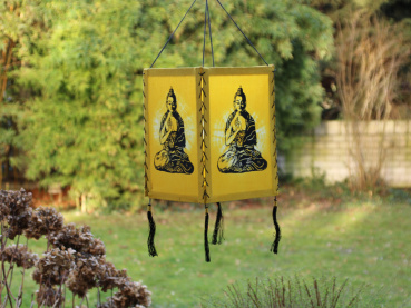 Lampenschirm aus Baumwollfaser; Motiv: Buddha, gelb