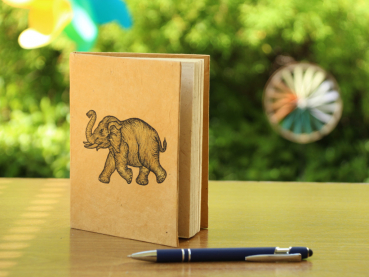 Kleines Lokta-Notizbuch | Motiv: Elefant | ca. 12x15cm, ~40 Seiten, Farbe auswählbar