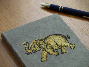 Kleines Lokta-Notizbuch | Motiv: Elefant | ca. 12x15cm, ~40 Seiten, Farbe auswählbar