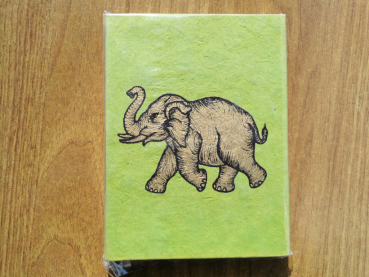 Kleines Lokta-Notizbuch | Motiv: Elefant | ca. 12x15cm, ~40 Seiten, Farbe auswählbar