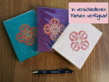 Lokta-Notizbuch | Motiv: Dorje / Vajra | ca. 12x15cm, ~40 Seiten, Farbe auswählbar
