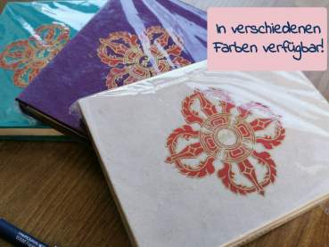 Lokta-Notizbuch | Motiv: Dorje / Vajra | ca. 12x15cm, ~40 Seiten, Farbe auswählbar