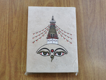 Großes Lokta-Notizbuch | Motiv: Stupa | ca. 15x20cm, ~40 Seiten, Farbe auswählbar