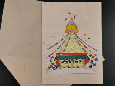 Grußkarte "Boudhanath Stupa" | Lokta, 11x15cm, aufklappbar, mit Umschlag