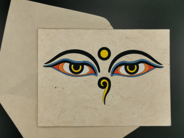 Grußkarte "Buddha Augen" | Lokta, 11x15cm, aufklappbar, mit Umschlag