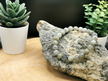 Labradorit Mala-Armband mit Unendlichen Knoten