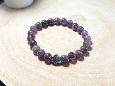 Amethyst Mala-Armband mit Unendlichen Knoten