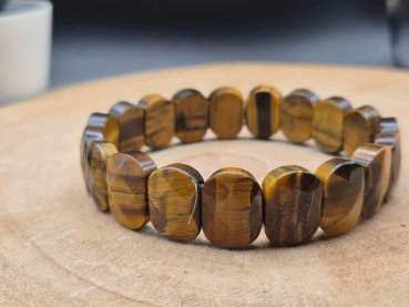 Tigerauge Armband mit abgerundeten Rechteckperlen | Handgemacht | Elastisch