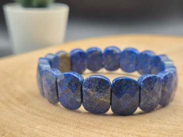 Lapislazuli Armband mit abgerundeten Rechteckperlen | Handgemacht | Elastisch