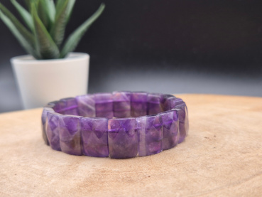 Amethyst Armband Damen & Herren – Rechteckige Edelsteinperlen, Handgemacht, Elastisch, Heilstein Schmuck