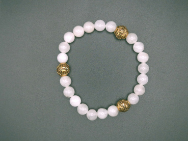 Armband aus Crackled Quartz (Bergkristall) & Schmuckperlen aus Kupfer