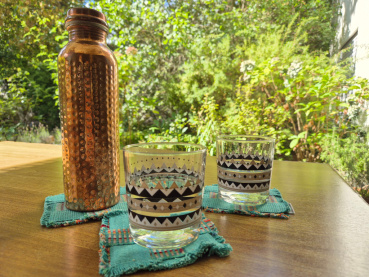 Kupfer Trinkflasche 1 Liter – Handgemacht mit Musterung
