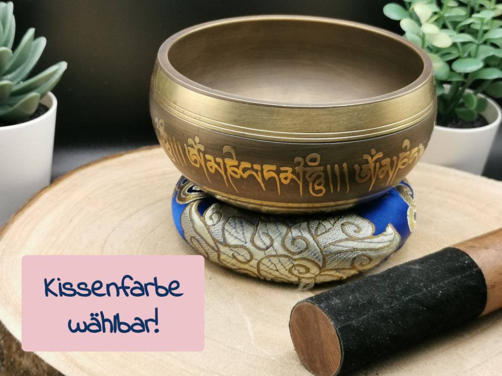Preview: Klassische Klangschale | ca.340g / 10cm / gegossen | Kissen wählbar